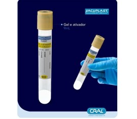 Tubo De Vácuo (Plástico) Gel E Ativador De Coágulo - 9 Ml - 100 Unid - Cral